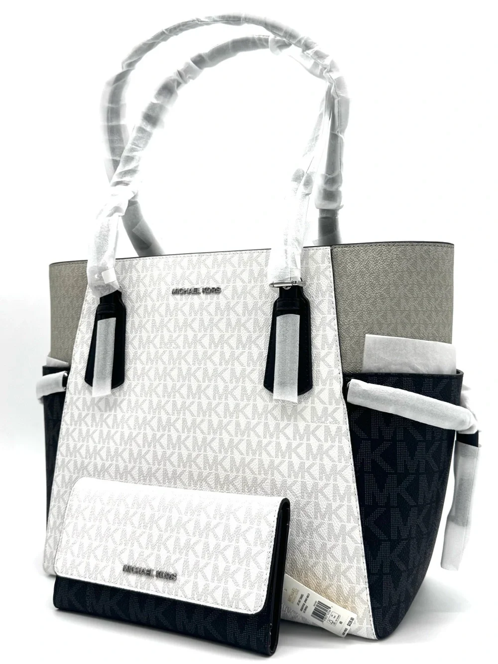 Michael Kors Voyager Large Color - Block Logo Tote Bag w Matching Trifold Wallet